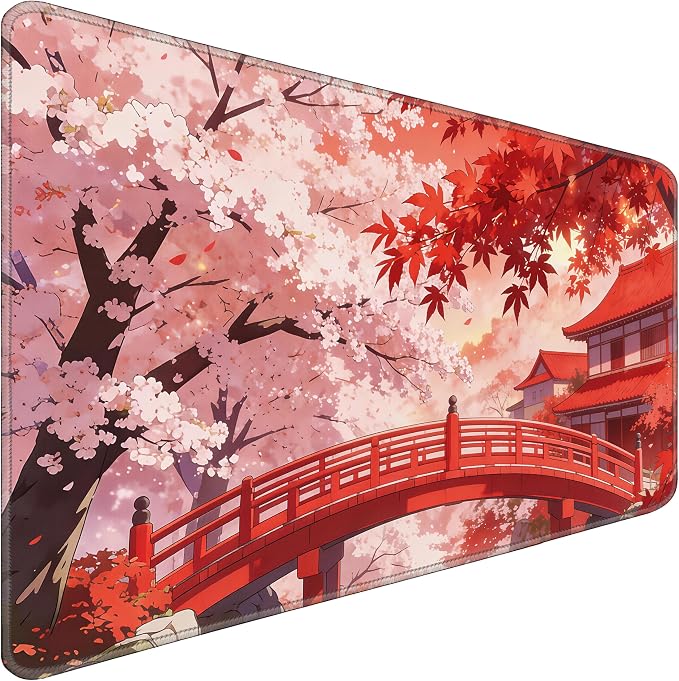 Large Mouse Pad 31.5x15.7 Inch - Starter Desk Mat for Office and Gaming, Non Slip Rubber Bottom, Stitched Edges, Easy Clean, Maple Leaf