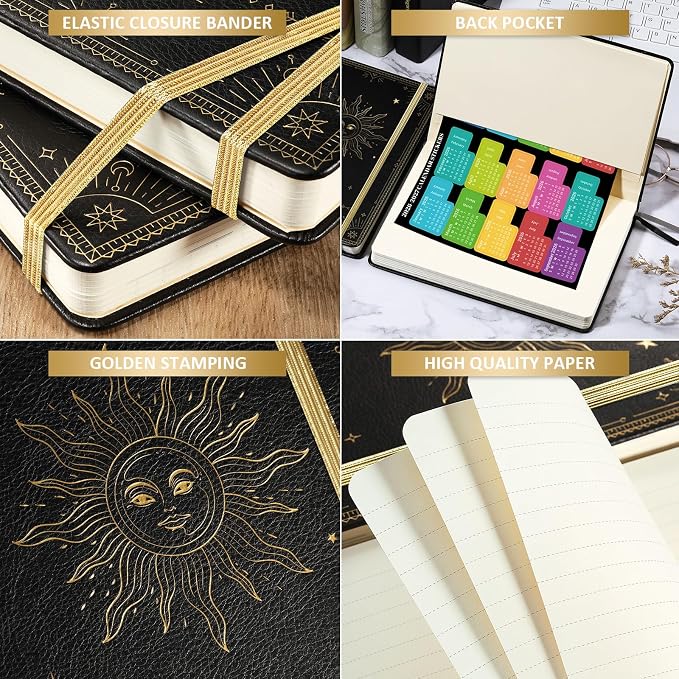 2026 Planner - Weekly Planner 2026, Jan. 2026 - Dec. 2026, 5.75" x 8.25", 2026 Weekly and Monthly Planner, Faux Leather planner 2026 with Back Pocket & 40 Notes Pages - The Sun
