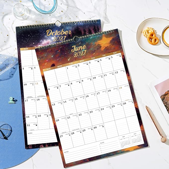 2027 Calendar - 2027 Wall Calendar, JAN 2027 - DEC 2027, 12" x 17", 2027 Wall Calendar 12 Month with Hanging Hook, Perfect for School, Home, Office Organization - Dreaming Moon