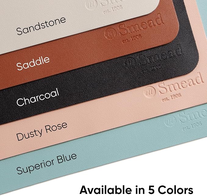 Smead Desk Pad, Vegan Leather Desk Mat with Non-Slip Faux Suede Backing, Perfect Desk Organizer for Office Decor, 23.6” x 13.7” Small, Dusty Rose (64839)