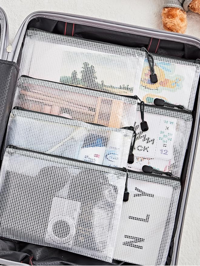 JARLINK A5 Mesh Zipper Pouches, 6x9inch Pencil Pouches for School, 20 Pack | Durable Mesh Zipper Pouches, Waterproof Zipper Reusable Pouch for Office Supplies, Cosmetics, Bikini, Travel Storage, Black