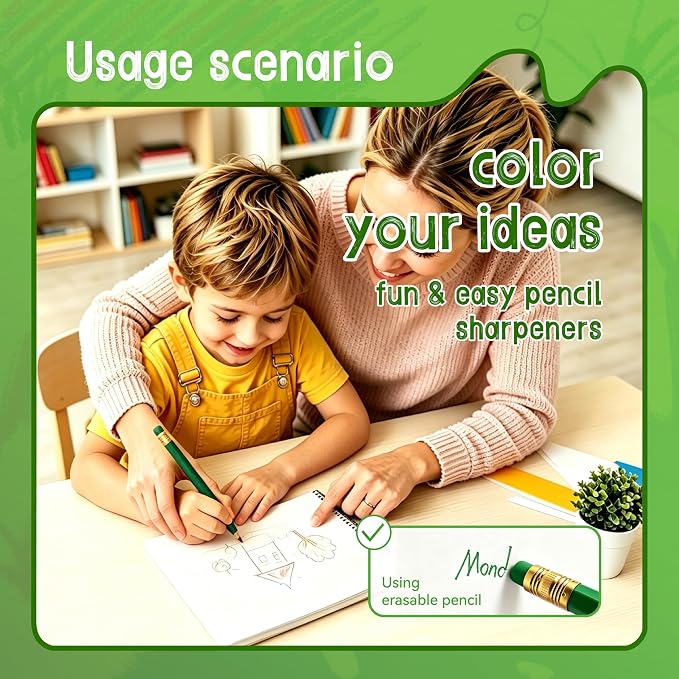 12 Pcs Green Pencils with Eraser for Kids HB Erasable Pencils Pre-Sharpened Professional Wooden Pencils Set with Smooth Lead Cores, Ideal for School Drawing, Sketching, Coloring and Creative Projects