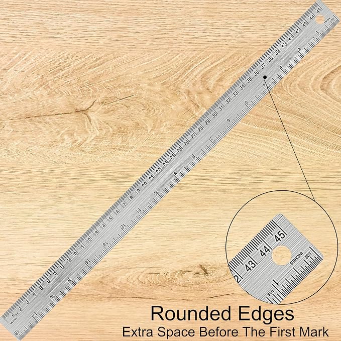 Metal Ruler With Cork Backing: 10 PCS 18 Inch Stainless Steel Non-Slip Rulers With Inch and Centimeters