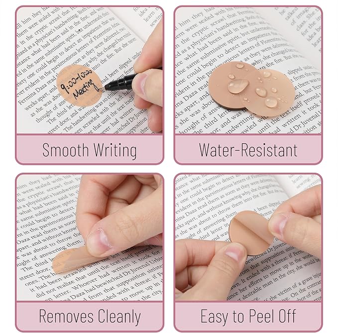 Mr. Pen- Round Transparent Sticky Notes, 1.1” Diameter, 14 Pads, 560 Sheets | Colorful, Water-Resistant See-Through Sticky Notes & Fineliner, Smooth Writing, Note Tabs for Bible Journaling, Studying