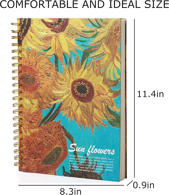 A4 Spiral-Bound Sketchbook，SuyuanArt Sketch Paper Pad, 120 Pages (60sheets) of Premium 160 GSM Smooth Thick Paper, Mixed Media Sketch Book Drawing and Sketching for Kids Adults
