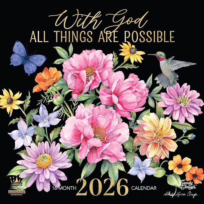 African American Expressions 2026 Wall Calendar – With God All Things Are Possible – Monthly Calendar Celebrating Black Culture & History, 12x12 Hanging Calendar, 16 Months – Christian Gifts