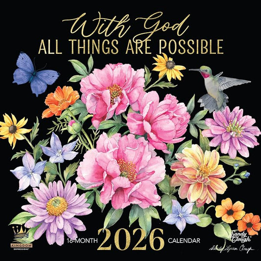 African American Expressions 2026 Wall Calendar – With God All Things Are Possible – Monthly Calendar Celebrating Black Culture & History, 12x12 Hanging Calendar, 16 Months – Christian Gifts