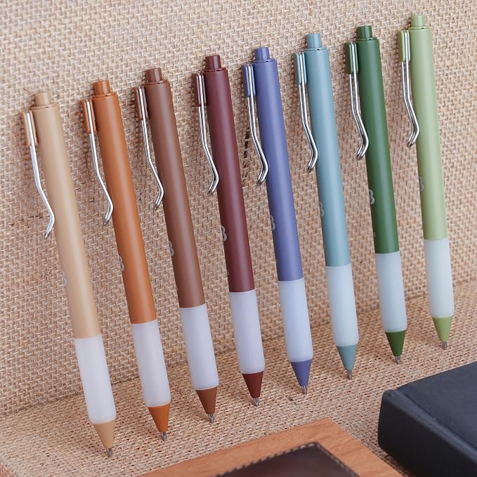 BLIEVE Gel Pens - Earthy, Matte Finish, Smooth Writing, No Bleed - For Journaling, Bible Notes, Drawing - Cute School Supplies, 8 Pack | Fast Dry Ink, Matte Finish, Smooth Writing,No Bleed, For Journaling, Bible Notes, Drawing - Colored Ink
