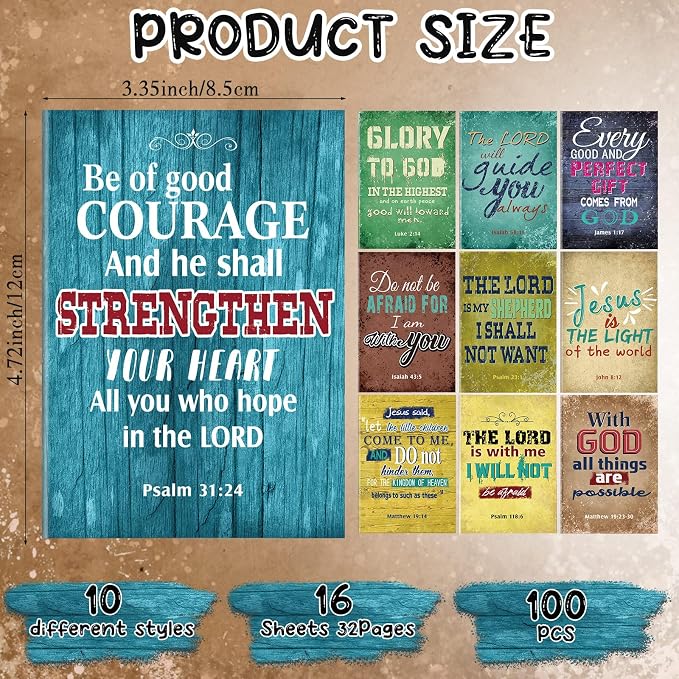 Chinco 100 Pcs Christian Notepad Mini Bible Verse Notebooks Religious Notepads Christian Gifts Rustic Inspirational Prayer Journals Small Pocket Notebook for Office Travel Supplies
