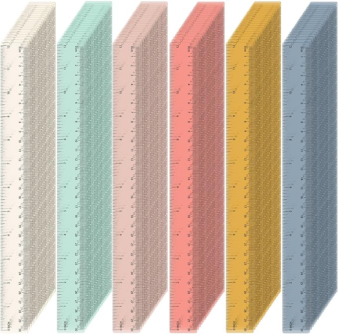 120 Pcs Clear Plastic Ruler Bulk 12'' Colorful Ruler for Classroom with Inch Centimeter for Teacher Student Back School Office Supplies Tool Operation Measuring Drawing(Bohemian Colors)