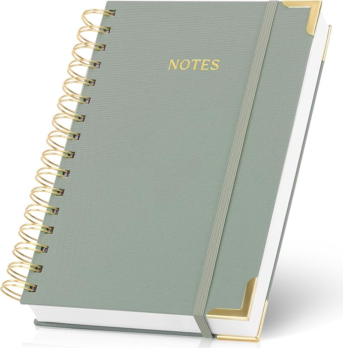Aesthetic Thick Spiral Notebook Journal For Women in A5 Format - Modern Linen Hardcover College Ruled Note Book With 220 Lined Pages - Perfect For Writing And Staying Organized at Work or Schoo