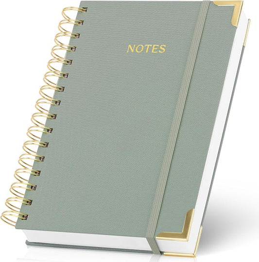 Aesthetic Thick Spiral Notebook Journal For Women in A5 Format - Modern Linen Hardcover College Ruled Note Book With 220 Lined Pages - Perfect For Writing And Staying Organized at Work or Schoo