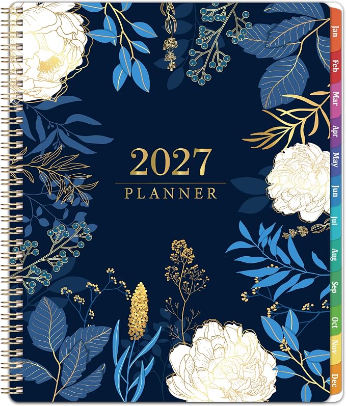2027 Planner - 2027 Planner Weekly and Monthly, Jan 2027 - Dec 2027, Monthly Planner, 8.5" x 11", Calendar Planner, Monthly Tabs, Twin-Wire Binding, Holidays, Back Pocket