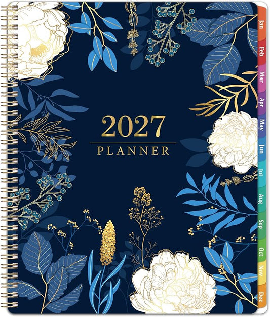 2027 Planner - 2027 Planner Weekly and Monthly, Jan 2027 - Dec 2027, Monthly Planner, 8.5" x 11", Calendar Planner, Monthly Tabs, Twin-Wire Binding, Holidays, Back Pocket