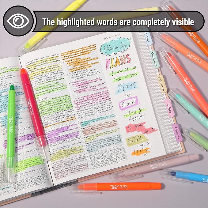 Mr. Pen- No Bleed Gel Highlighters, Vintage Colors, 16 Pack | Bible Highlighters and Pens No Bleed, Bible Markers for Study, Journaling, School Supplies and Accessories