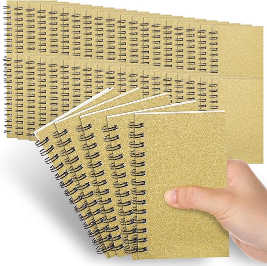 Jutom 54 Pcs Small Spiral Notebooks Memo Pads 3x5 Bulk Small Pocket Notepads Back to School Supplies Mini Notebook with Lined Mini Journals for Office & Work, 120 Pages (Glitter Gold)