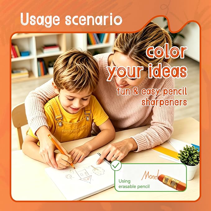 12 Pcs Orange Pencils with Eraser for Kids HB Erasable Pencils Pre-Sharpened Professional Wooden Pencils Set, Ideal for School Writing, Drawing, Sketching, Coloring and Creative Projects(Orange)