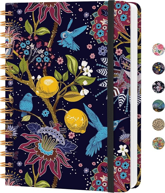 CICPAP Lined Spiral Journal Notebook, A5 College Ruled Notebook for Journaling, Note-Taking, and Daily Planning, Durable Hardcover with an Elegant Design, Hummingbird
