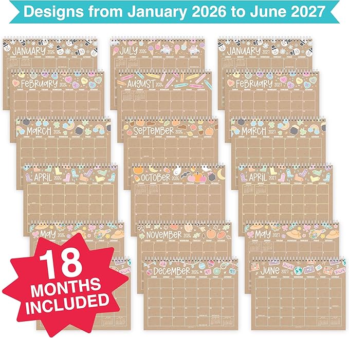 Small Desk Calendar 2026-2027 Standing Flip - 18-Month 2026 Desk Calendar Small for Home, Office & School, Standing Desks Calendars 2026-2027, Mini Desks Calendars, Back to School Teacher Gifts