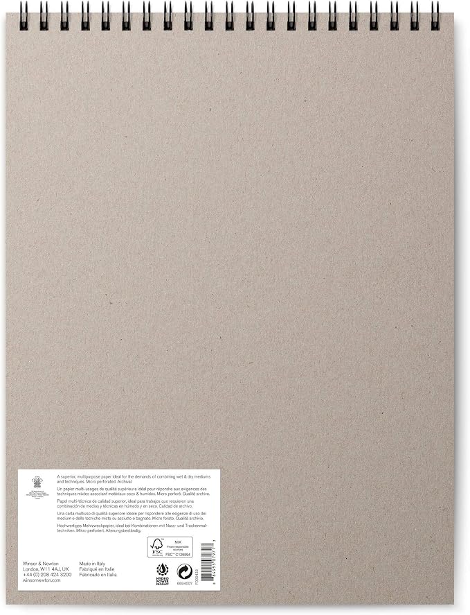 Winsor & Newton Professional Mixed Media Pad, 11" x 14", 30 Sheets, 250gsm, White