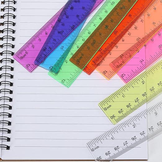 Ruler 12 Inch,Kid Rulers for School,Rulers Bulk for Classroom 8 Pack