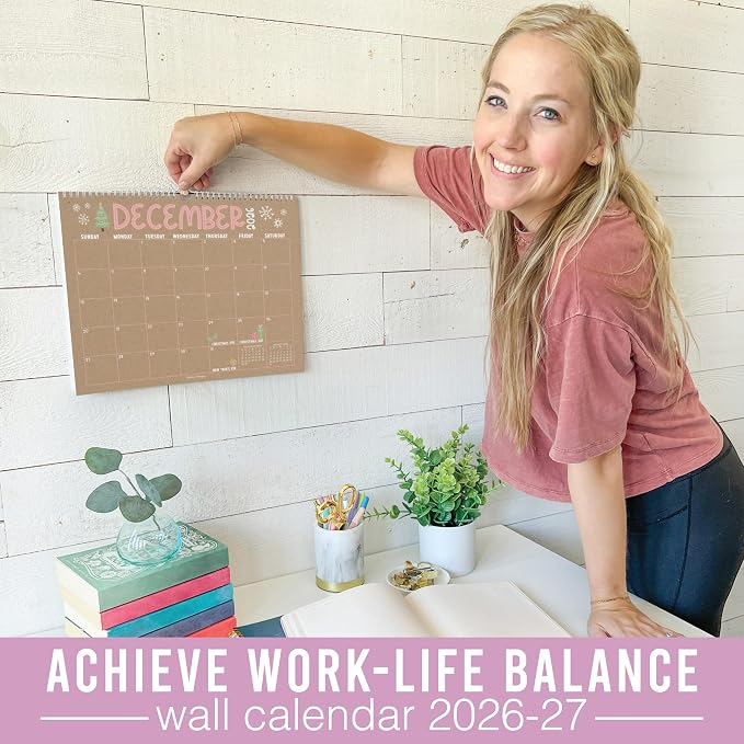 2026 Calendar Wall - 2026 Wall Calendar Large, 18-Month Hanging Calendars for School, Home & Office, Academic Monthly Calendar from January 2026 to June 2027, Back to School Teacher Gifts