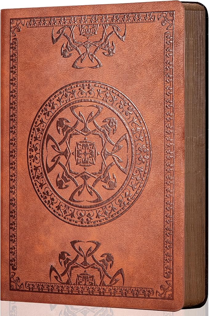 CAGIE Leather Vintage Journal for Men Soft Cover Lined Pages Notebook 180 Lay Flat for Writing Travel Diary, 5.7'' x 8.3'', Brown