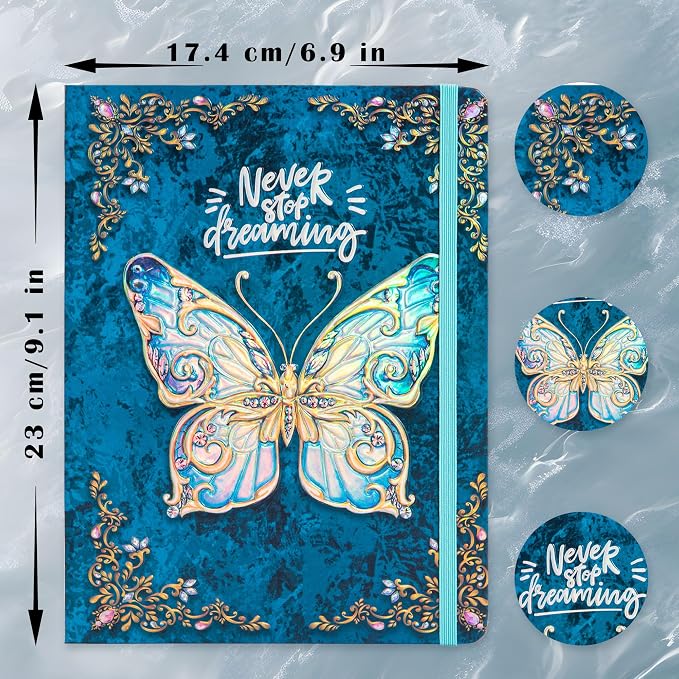 B5 Hardcover Journal for Women & Men -Butterfly Aesthetic Lined Notebook | 192 Pages Thick 80gsm Paper Writing Journal for Office, School, Travel Notes & Gift-9" x 6.9