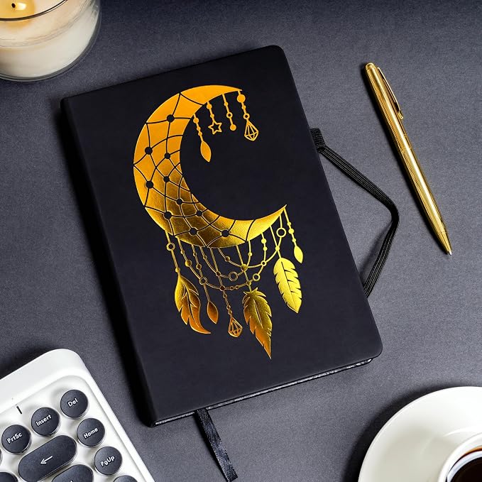 Veway Moon Dream Catcher Journal and Pen Gift Set - Vegan Leather Journal with Pen - Professional Diary for Women or Men - A5 Hardcover Fancy Notebook Gift Set - Index & 224 Lined Pages