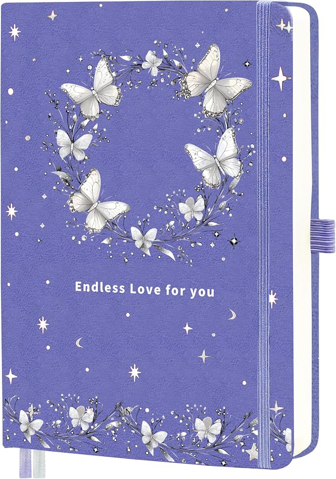 Mlife Lined Journal Notebook for Women & Men,A5 Hardcover PU Leather Journals for Writing,100 GSM Thick Paper, Perfect for College,Work,Office Supplies,Buterfly Style