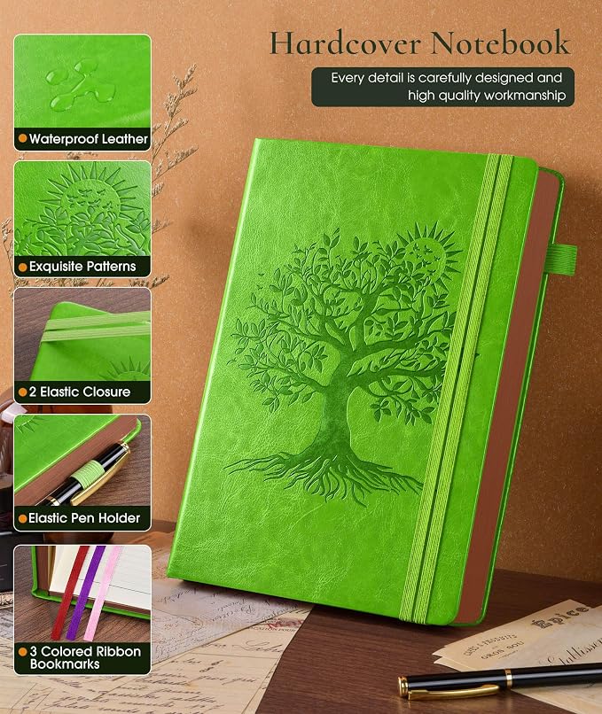 Vintage Leather Journal - 300 Page Lined Journal Notebook with Numbered Pages, A5 Notebook for Women Men,Travel Diary,Daily Journals for Writing, Note Taking, School & Work (5.8" x 8.3")