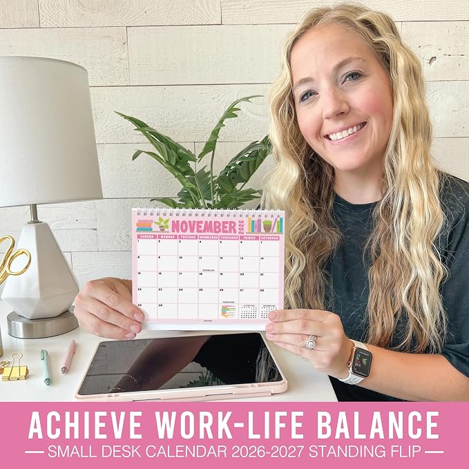 Small Desk Calendar 2026-2027 Standing Flip - 18-Month 2026 Desk Calendar Small for Home, Office & School, Standing Desks Calendars 2026-2027, Mini Desks Calendars, Back to School Teacher Gifts