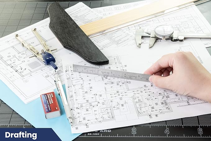 Pacific Arc 6 Inch Stainless Steel Ruler with Inch/Metric Conversion Table