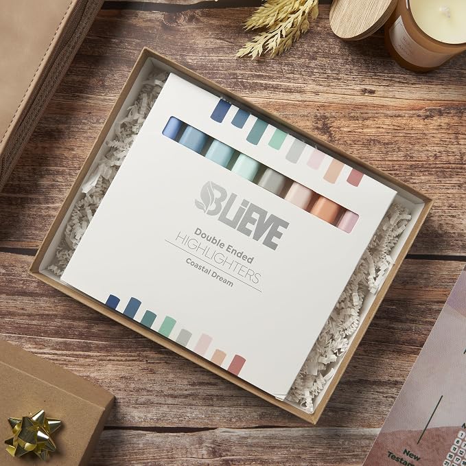 BLIEVE Bible Highlighters No Bleed Through, Pastel Colors, Dual Tip, 8 Pack | Aesthetic Cute Highlighters, Chisel Tip & Fine Point For Bible & Journaling, Back To School Supplies