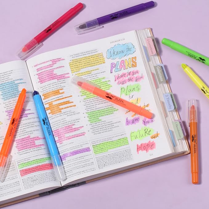 Mr. Pen- No Bleed Gel Highlighters, Vibrant Colors, 8 Pack | Bible Highlighters and Pens No Bleed, Bible Markers for Study, Journaling, School Supplies and Accessories