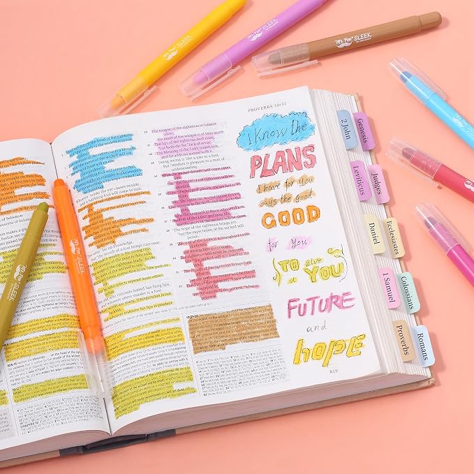 Mr. Pen- No Bleed Gel Highlighters, Dark Sunshine & Smiles, 8 Pack | Bible Highlighters and Pens No Bleed, Bible Markers for Study, Journaling, School Supplies and Accessories