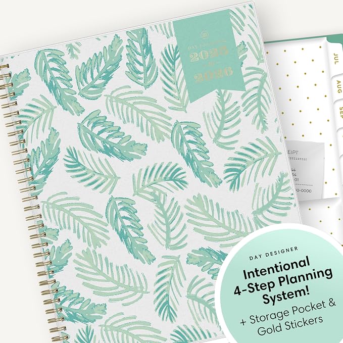 Blue Sky 2025-2026 Weekly & Monthly Academic Planner, 8.5"x11", Palms | July 2025 - June 2026, Flexible Cover, Laminated Tabs, Storage Pocket, Stickers, Academic Year, Day Designer