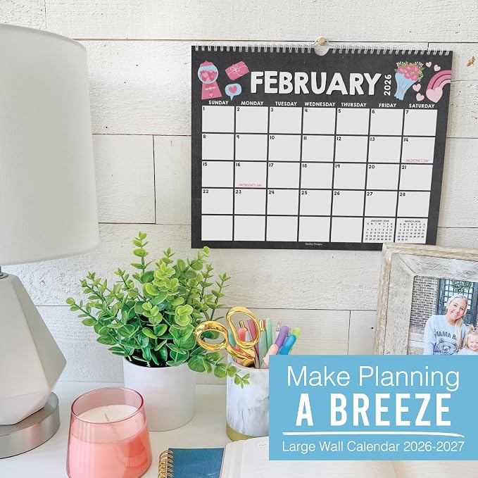 2026 Calendar Wall - 2026 Wall Calendar Large, 18-Month Hanging Calendars for School, Home & Office, Academic Monthly Calendar from January 2026 to June 2027, Back to School Teacher Gifts