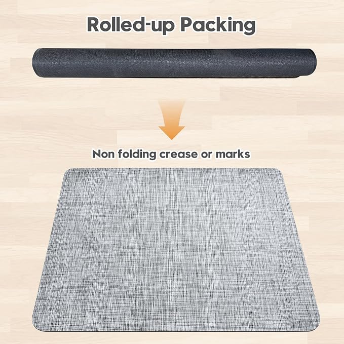 Sycoodeal Office Chair Mat for Hardwood & Tile Floor,Computer Gaming Chair Mat for Rolling Chairs Non-Curve, Anti-Slip, Heavy Duty Floor Protector for Home Office,Grey (48" x 55")