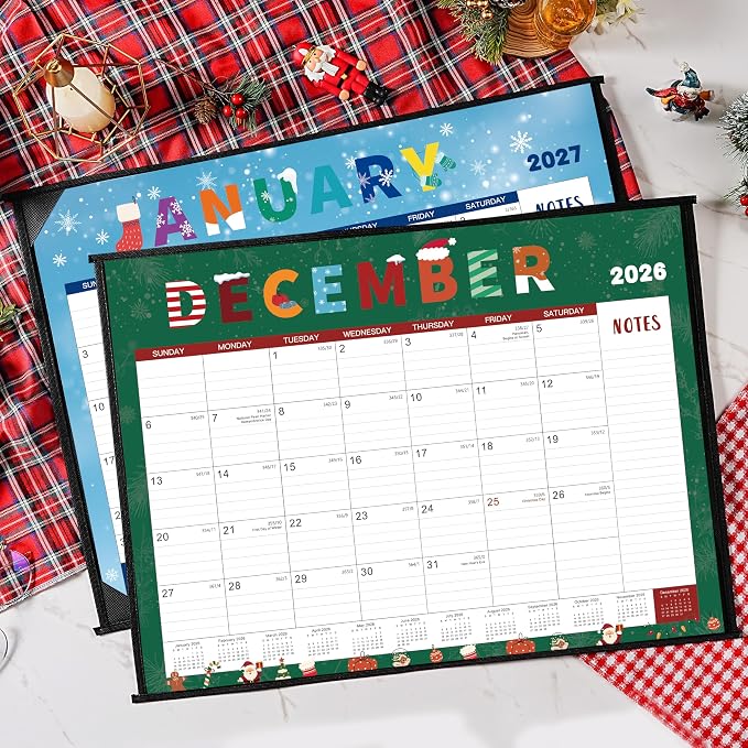 Desk Calendar 2026-2027 - Large Desk Calendar 2026-2027, 22" x 17", Jul. 2026 - Dec. 2027, Desk Calendars Large, 18 Months, Corner Protectors, Hanging Holes, Notes - 12 Themes