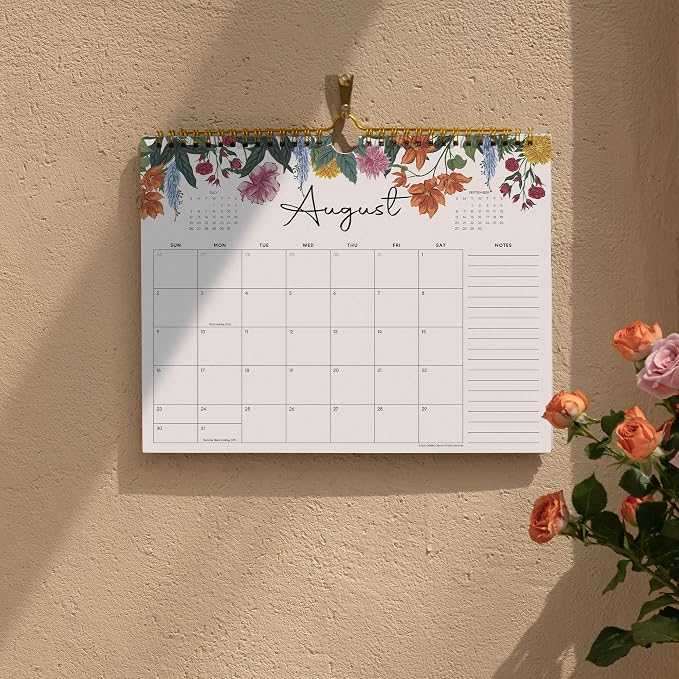Cabbrix 2026 calendar, 18 Months 2026 wall Calendar 11"x8.5" Runs From July 2026 - December 2027, Twin-Wire Binding, Hanging Hook, Floral Design