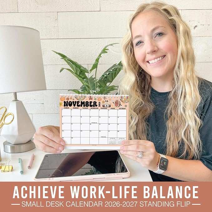 Small Desk Calendar 2026-2027 Standing Flip - 18-Month 2026 Desk Calendar Small for Home, Office & School, Standing Desks Calendars 2026-2027, Mini Desks Calendars, Back to School Teacher Gifts