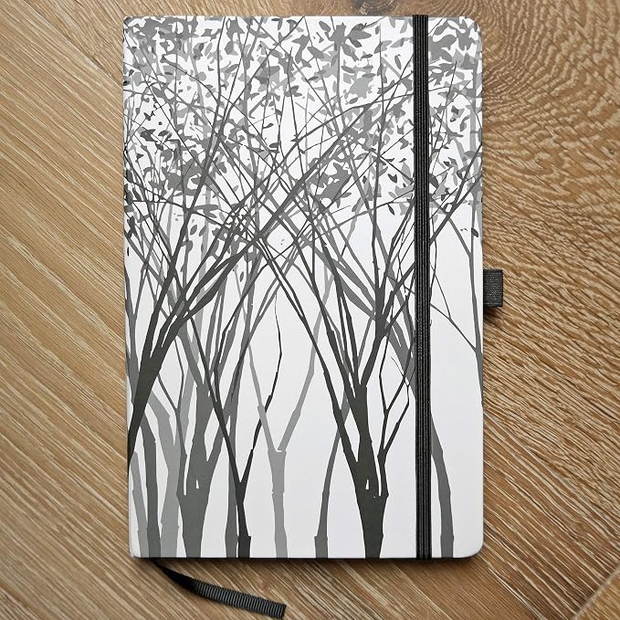 RICCO BELLO Lined Journal Notebook, Black and White Tree, Hardcover | With Pen Holder, College Ruled, 96 Sheets / 192 Pages, 5.7 x 8.4 Inches, For Work, Notes