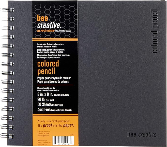 Bee Paper - 8"x 8" Bee Creative Color Pencil Drawing Journal