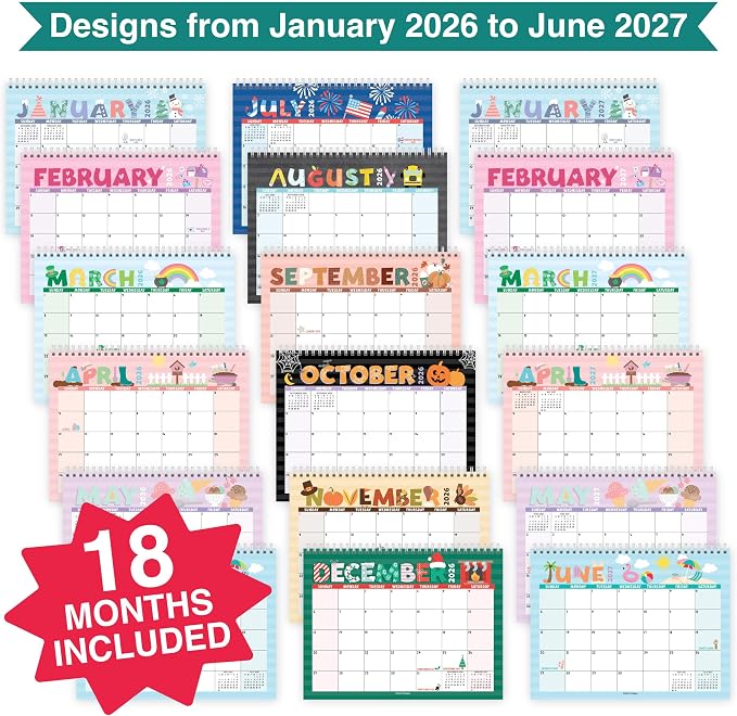 Small Desk Calendar 2026-2027 Standing Flip - 18-Month 2026 Desk Calendar Small for Home, Office & School, Standing Desks Calendars 2026-2027, Mini Desks Calendars, Back to School Teacher Gifts