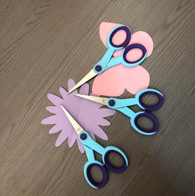 5 Inch Detail Scissors, Embroidery Scissor with Stainless Steel Blade, Soft Comfort-Grip, Straight Fine Tips Small Sewing Scissors Set, Precision Paper Cutting, 3 Pack, Blue