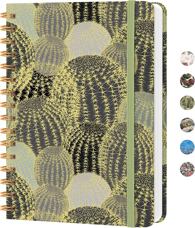 CICPAP Lined Spiral Journal Notebook, A5 College Ruled Notebook for Journaling, Note-Taking, and Daily Planning, Durable Hardcover with an Elegant Design, Cactus