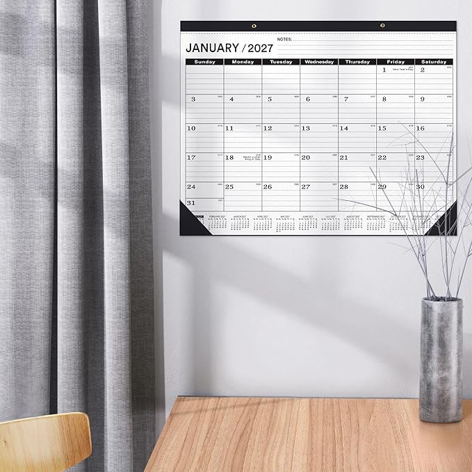 Desk Calendar 2026-2027 large 22 x17 (July 2026-December 2027) 2026-2027 Desk Calendar Large 22 x17,Classic Black Calendar 2027,Calendar 2027 with Plastic Cover