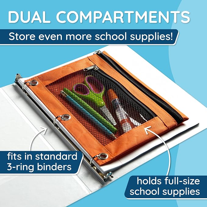 Blue Summit Supplies Pencil Pouches, Bulk Pencil Pouch 30 Pack in Assorted Colors for Storing School Supplies, Writing Utensils, and More, Cloth Zipper Pouches for 3 Ring Binders, 30 Count