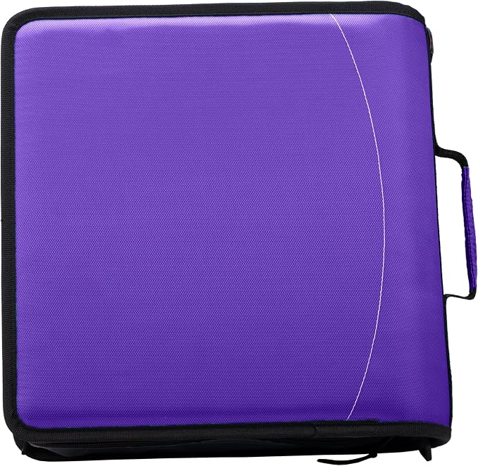 Case-it Mighty Zip Tab School Zipper Binder | 3-Inch O-Rings, 600-Sheet Capacity, 5-Subject Expanding File Folder, Multiple Pockets & Storage Organizer, Shoulder Strap | D-146 Purple Haze